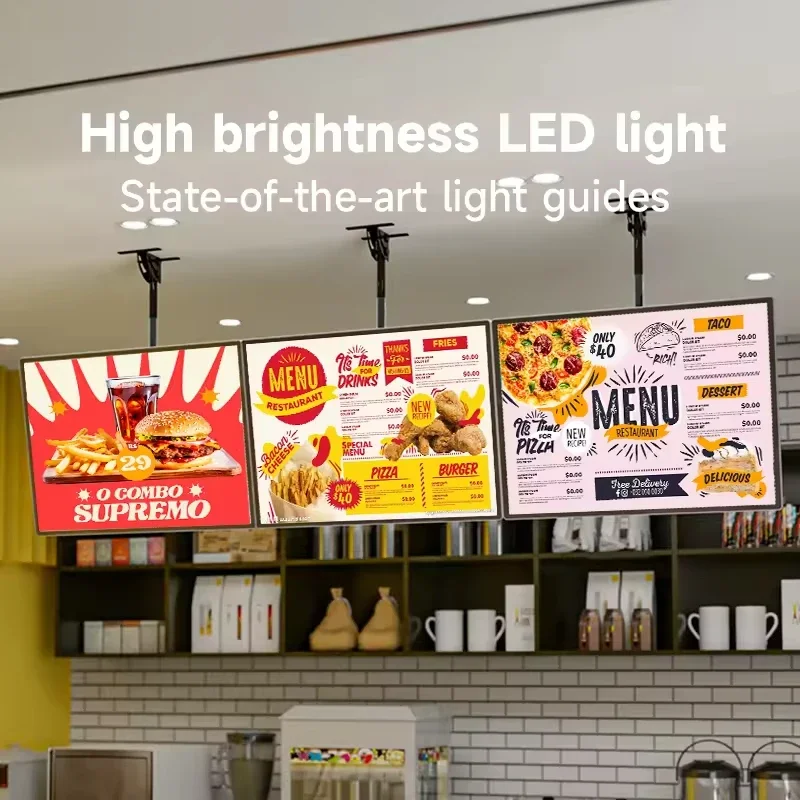 Ultra-thin Snap Frame LED Light Box LED Menu Board Fast Food Restaurant Decorative Sign LED Advertising Poster Display Screen