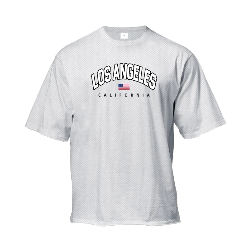 

Summer Running T-shirt Mens Los Angeles California USA Graphic Quick Dry Streewear Clothing Loose Sports Half Sleeve Tops Tees