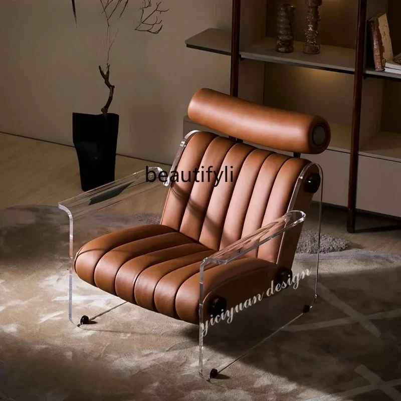 

Modern light luxury transparent acrylic suspended sofa chair designer living room reception single chair villa
