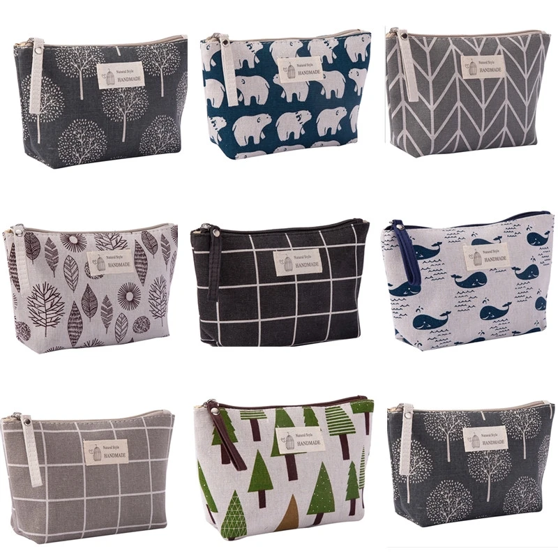 Women Travel Makeup Toiletry Bag Organizer Tree Animal Plant Print Cosmetic Bag Lady Pencil Case Makeup Bag Wash Bags Pouch Kit