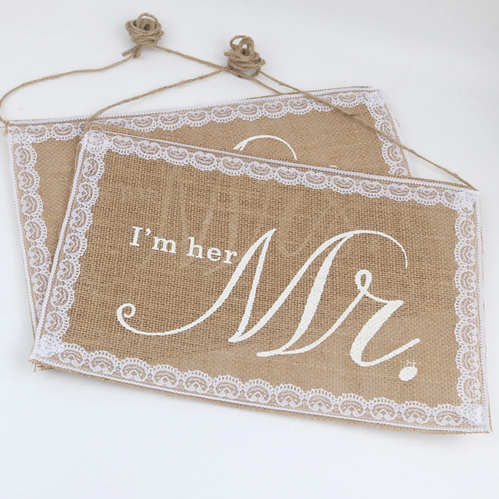 

2Pcs Wedding Chair Back Decors Bride Groom Mr Mrs Chair Banner Wedding Party Supplies Elegant Decoration Bridal Showers Gift