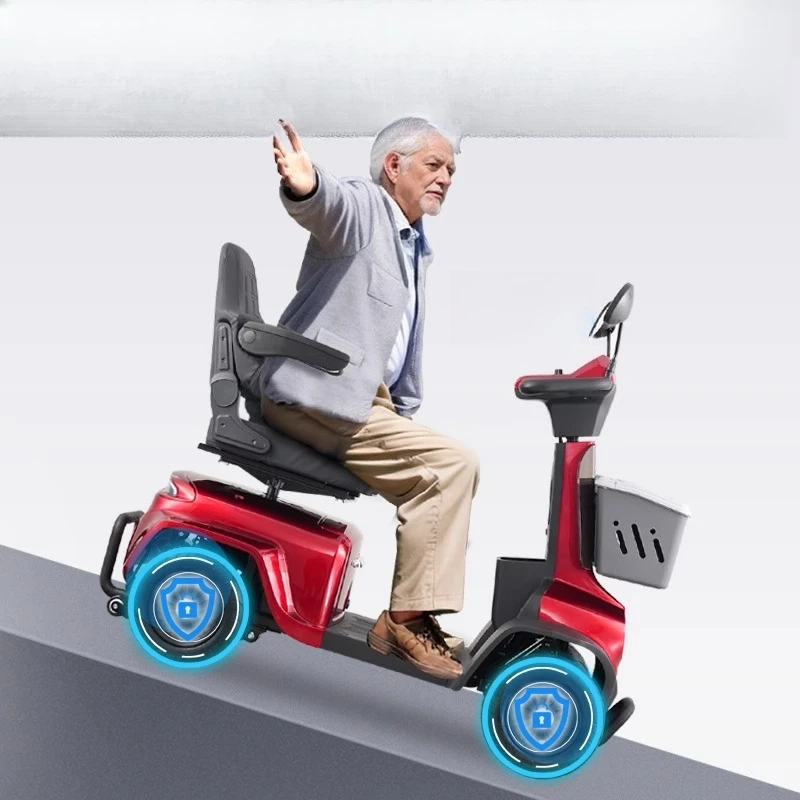 Elderly scooter Elderly four-wheeled electric vehicle Foldable portable safety wheelchair