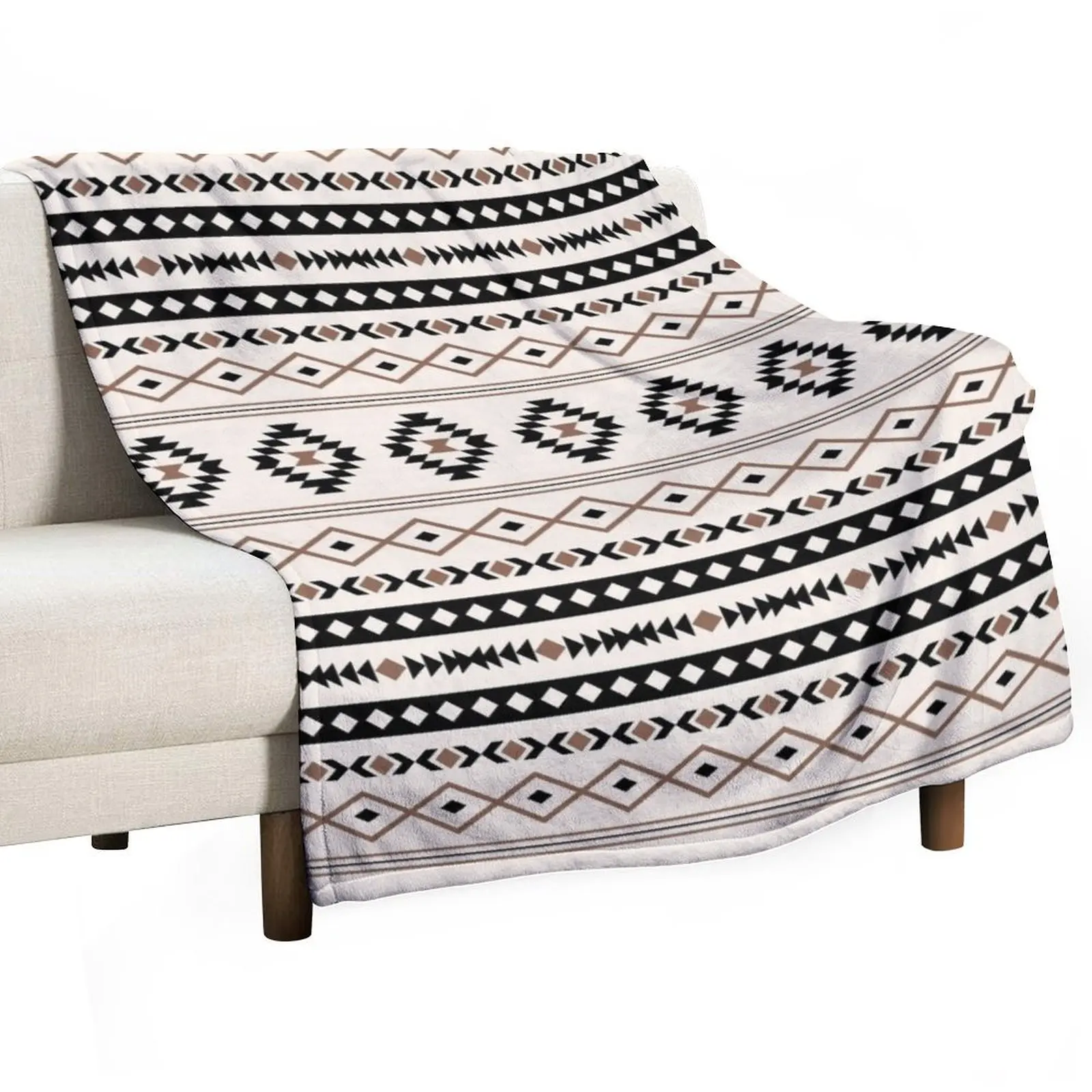 Aztec Black Brown Cream Mixed Motifs Pattern Throw Blanket For Baby Flannels anime Furry Summer Beddings Soft Plaid Blankets