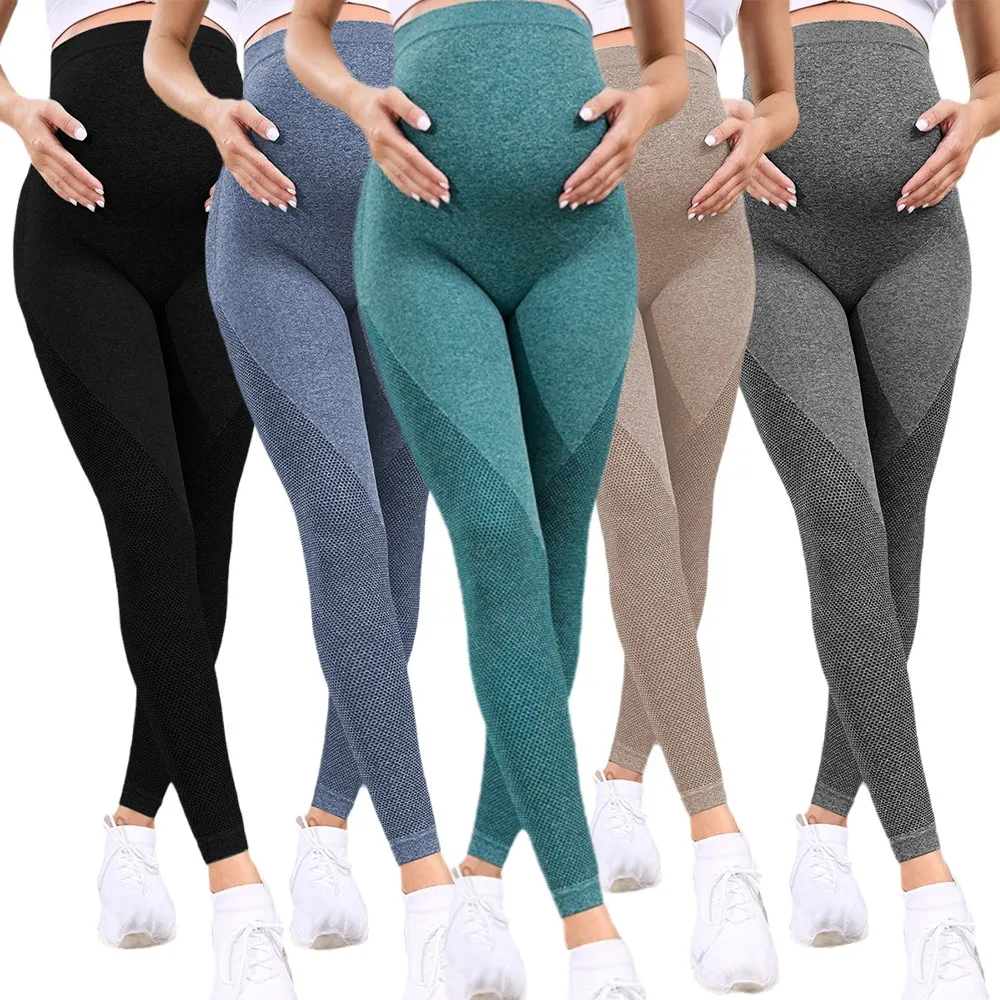 

New Women Maternity's Skinny Yoga Pants Elastic High Waist Cotton Premama Sportswear Fitness Leggings Pregnant Workout Trousers