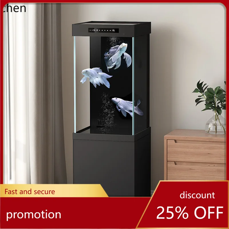 

ZML Small Backflow Overflow Square Tank Living Room Home Side Table Tank Office Ecological Bottom Filter Aquarium