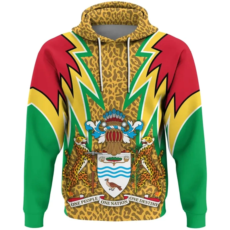 

Guyana Flag Map Graphic Hoodies Guyanese National Emblem 3D Print Sweatshirts For Men Clothing Casual Male Hoody Sport Pullovers