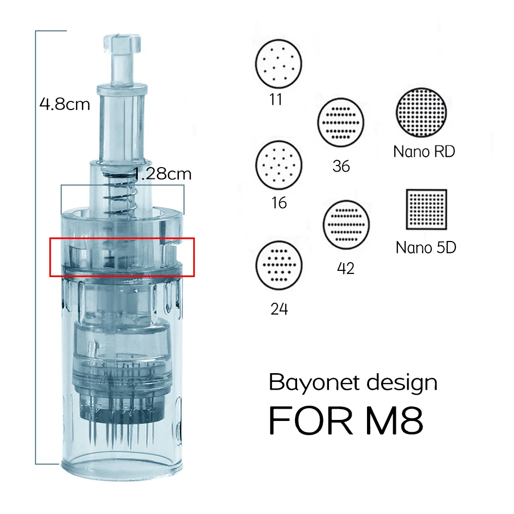 50/20/10Pcs Bayonet Cartridge Microneedling Needles Replacement for Dr.imp pen Ultima M8 11Pin/24Pin/36Pin/5D Nano Micro Needles