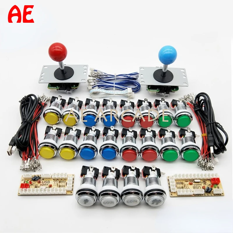 

USB Zero Delay Arcade DIY Kit 5V LED Push Button Joystick 1 & 2 Player COIN to PC / Raspberry Pi/Pandora Game Jamma Motherboard