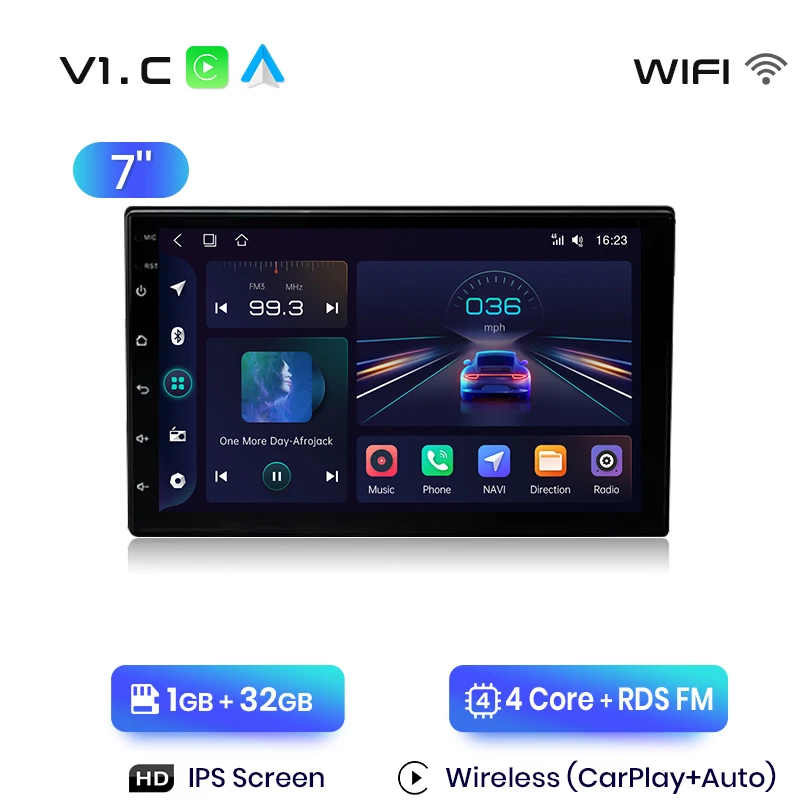 Junsun Universele 7 9 10 Inch Autoradio Draadloze Carplay Android Auto 4G Wifi Gps Multimedia Bluetoth Dsp Ips Touchscreen Stereo