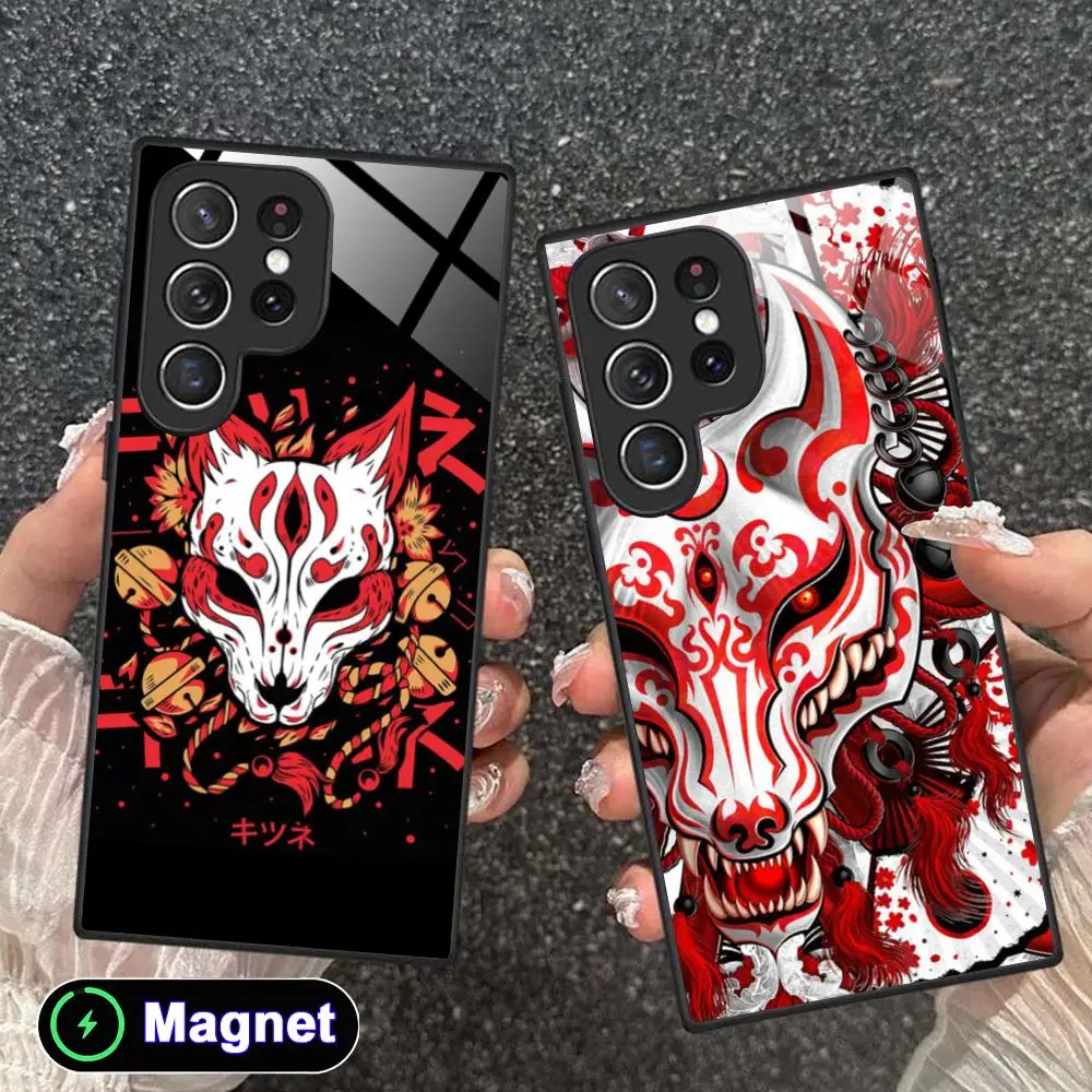 

Kitsune Fox Mask Phone Case for Samsung Galaxy S26 S25 S24 S23 S22 S21 S20 Note20 Plus FE Ultra Glass Magnet Cover