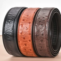 Belt, men's genuine leather without a head, ostrich leather pattern, headless belt, cowhide without buckle, men's belt strap