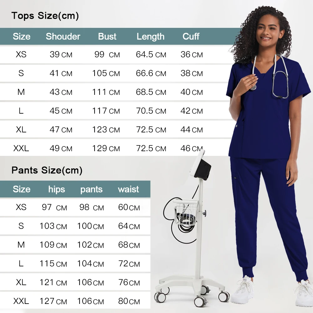 Women Scrub Set Top and Pants Medical Uniform Scrubs Nursing Dental Beauty Dental Surgery Hospital Operating Room Work Clothes