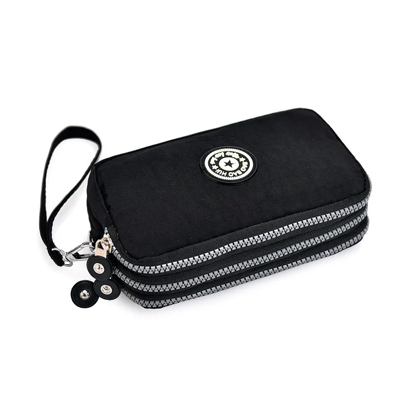 New Fashion Big Capacity Women Wallet Make-up Bag Coin Purse Mini Bag with Three Zipped Portable Women Wallets Phone Pouch