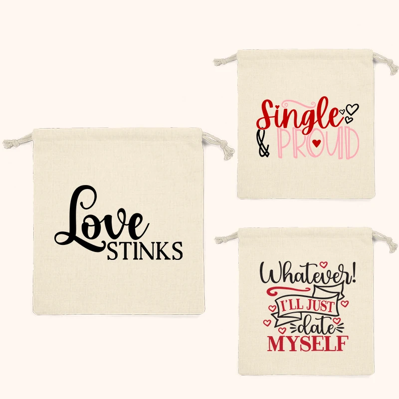 Valentine's Day Love Letter Quotes Small Coin Wallet Drawstring Bag Handbag Cosmetics Handbag Rope Bag Storage Bag Rope Bag