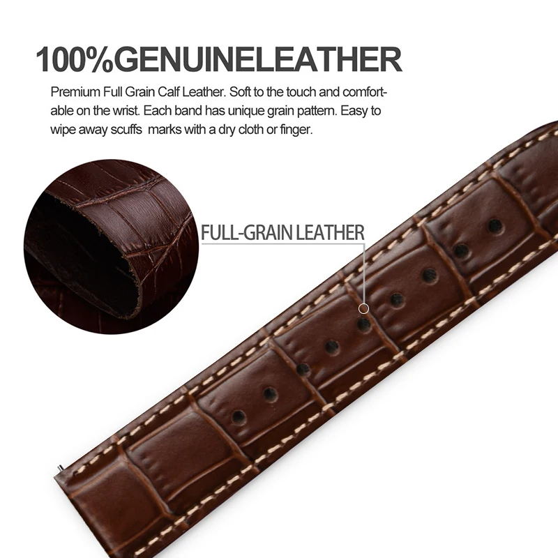 Genuine Leather Watch Band Pin Buckle 12/13/14/15/16/17/18/19/20/21/22/23/24mm for OMEGA IWC  MIDO FIYTA CASIO CITIZEN Watchband