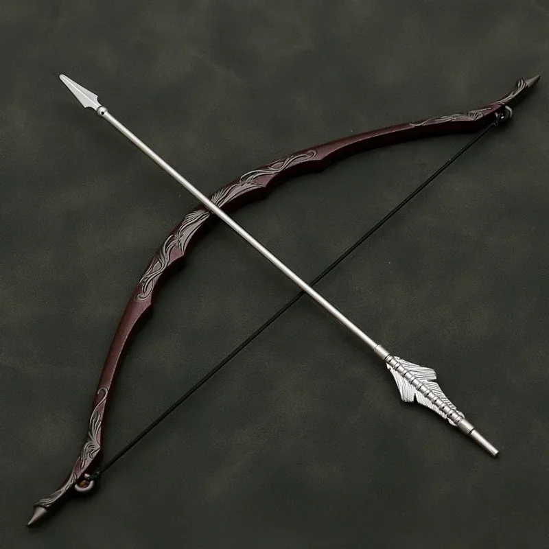 18cm The Prince of Elves Legolas Bow and Arrow Galadhrim Movies Metal Medieval Weapon Model Pendant Accessories Gift Toys Boys