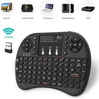 Rii i8 + Mini teclado inalámbrico 2,4 GHz teclado inalámbrico con panel táctil para Android TV Box, PC, portátil, Smart TV, HTPC