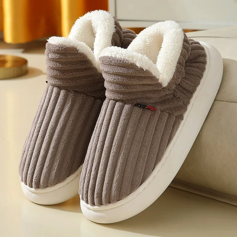 ของมาใหม่ผ้าฝ้ายรองเท้าในร่มฤดูหนาว Flip-Flops ชายรองเท้าแตะบ้านขนาดใหญ่46 47 Unisex Home Warm Booties รองเท้าแตะ