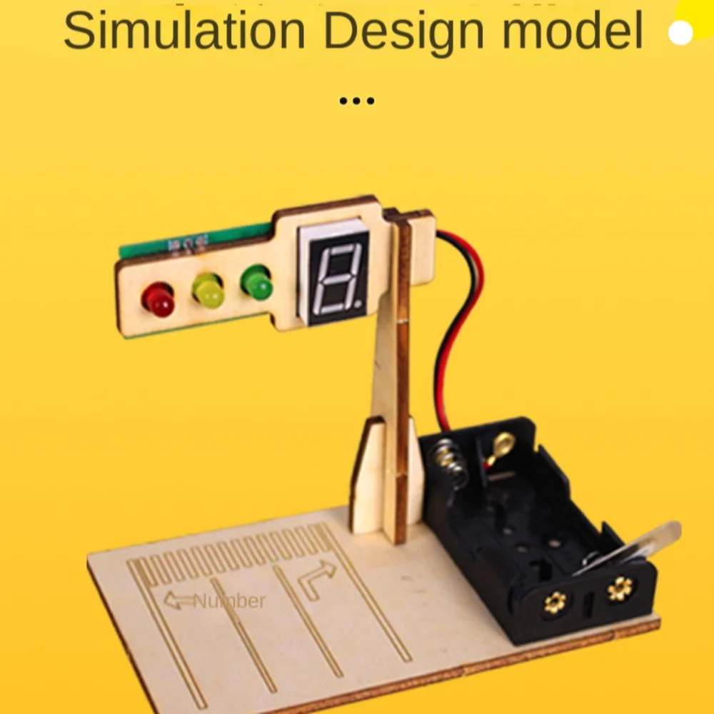 Teaching Aids Kit Wooden Traffic Signal Model Traffic Light Craft DIY Student Intelligence Handmade Material Festival Gift