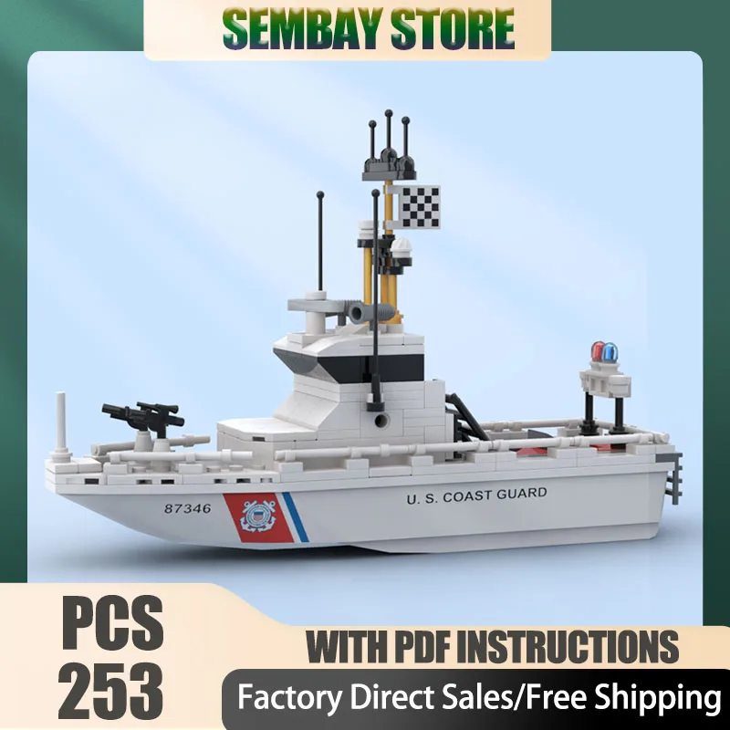 

Warship Model Moc Building Bricks Modular USCG Patrol Boat Model Technology Blocks Christmas DIY Toy Construction Gifts