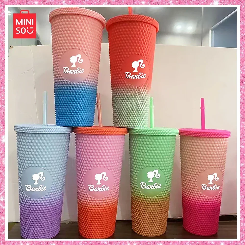 

Miniso 2024 New Barbie New Durian Cup Plastic Large Capacity Creative with Straw Accompanying Portable Water Cup Gift