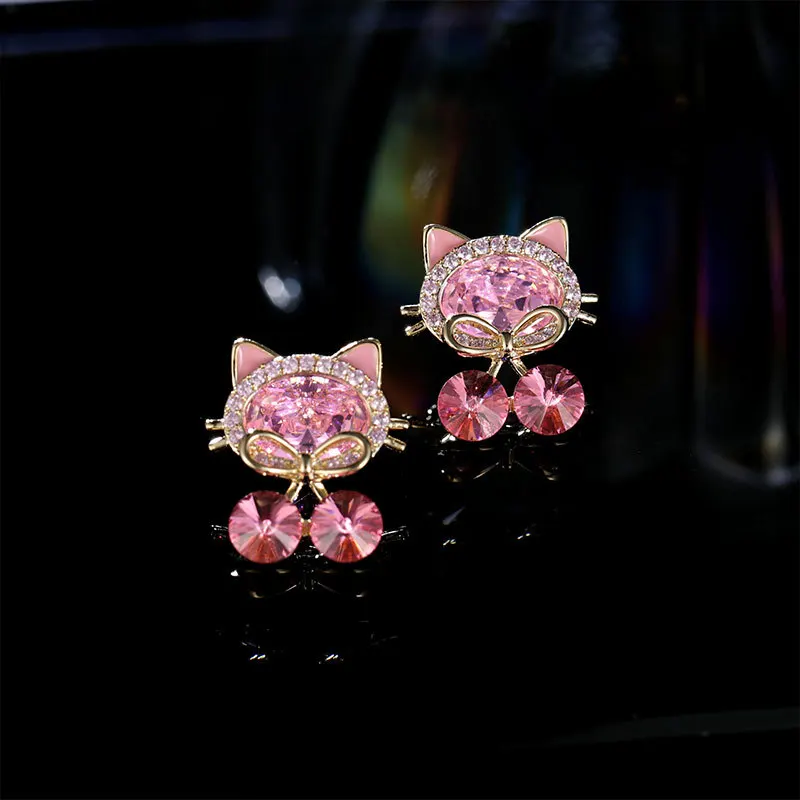 

- Exquisite Lucky for Women Fashionable Versatile Super Fairy Sweet High-end Light Luxury Earrings Cute Cat