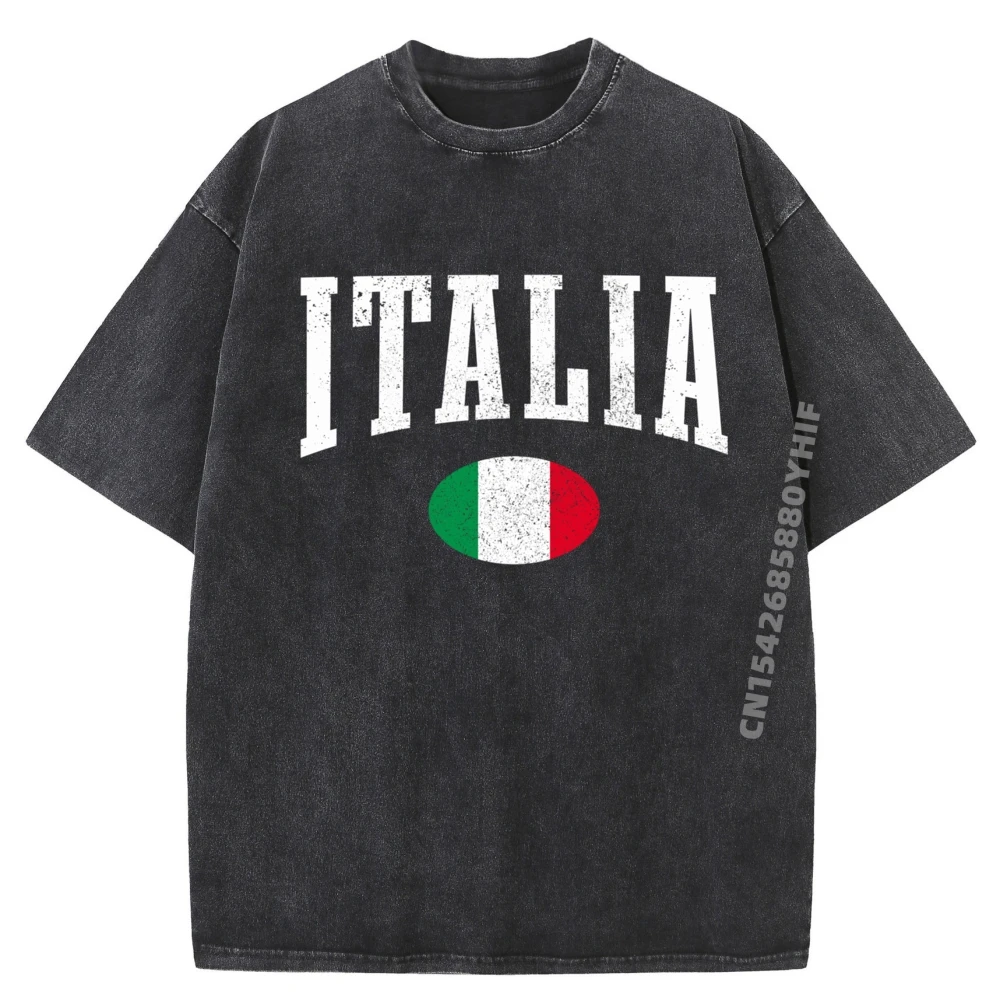 

Mens Washed Shirt Italy Italia Italian Flag Pride Graphic Shirts Luxury Designer Mens Breathable Printed T-Shirt