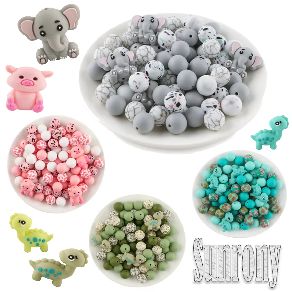 

Sunrony, 32 шт./лот, новый набор силиконовых бусин с героями мультфильмов для ручек, браслетов, брелоков, сережек и других украшений своими руками