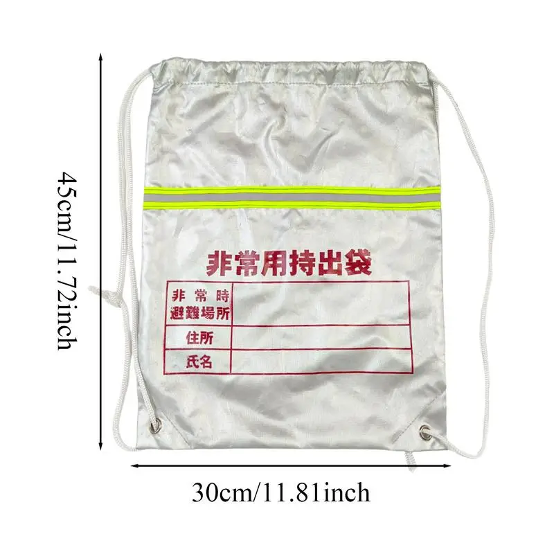 Vorbereitetheit Tasche Outdoor Survival Notfälle Kordelzug Tasche Reflektierende tragbare Tasche für Katastrophen Vorbereitetheit Geeignet für