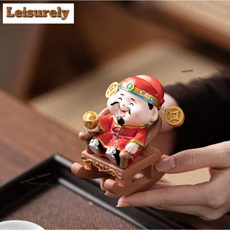 Creative The God Of Wealth Swingable Tea Pet Luxury Flowerpot Landscaping Tea Figurine Play Toys Tea Statue Ornaments Supplies