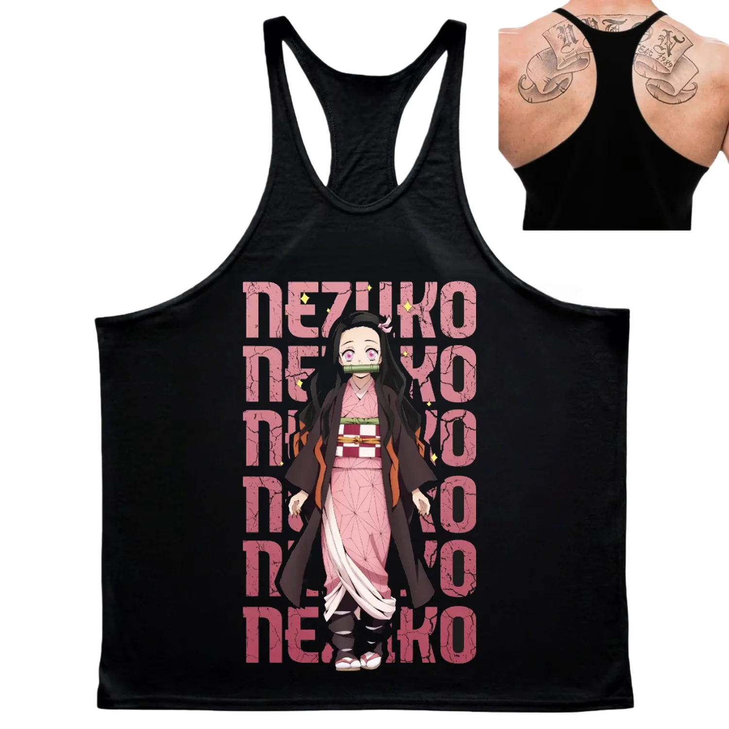 

Demon Slayer Japanese Anime Printed Pure Cotton Vest Casual Fashionable Men's and Women's Summer Gym Oversized Vest Clothing