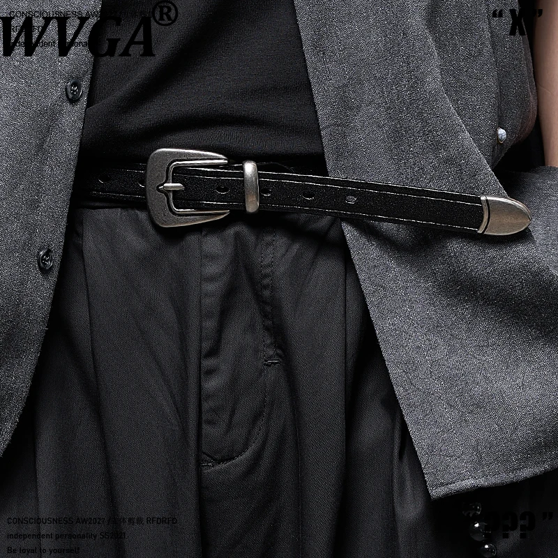 

WVGA Spring Autumn New Unisex Tide Darkwear Alloy Buckle Trendy Yamamoto Style Niche Chic Casual Genuine Leather Belt Ins W14079