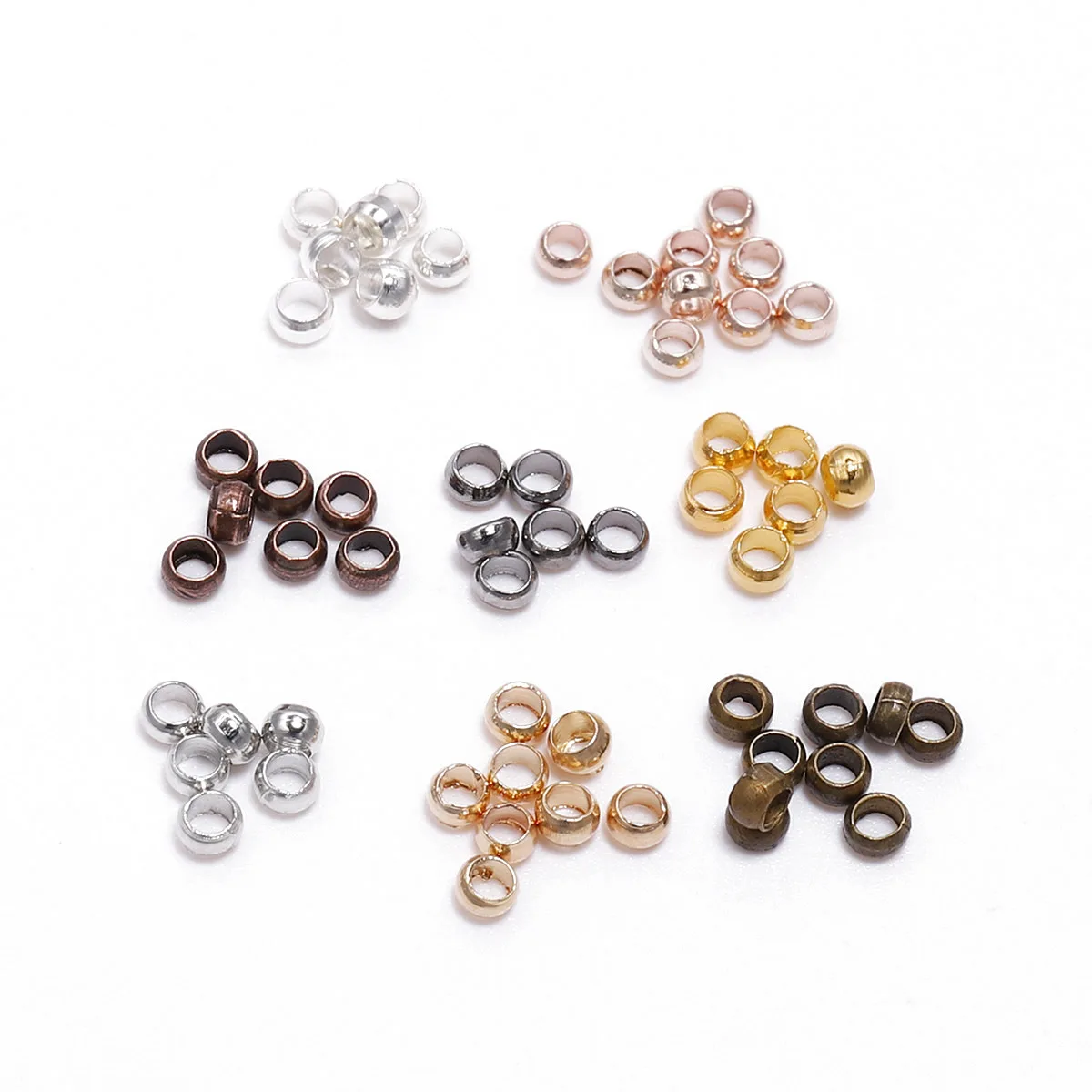 

Ring 500pcs Rondelle Crimp End Finding Stopper Spacer Beads For DIY Jewelry Making Craft