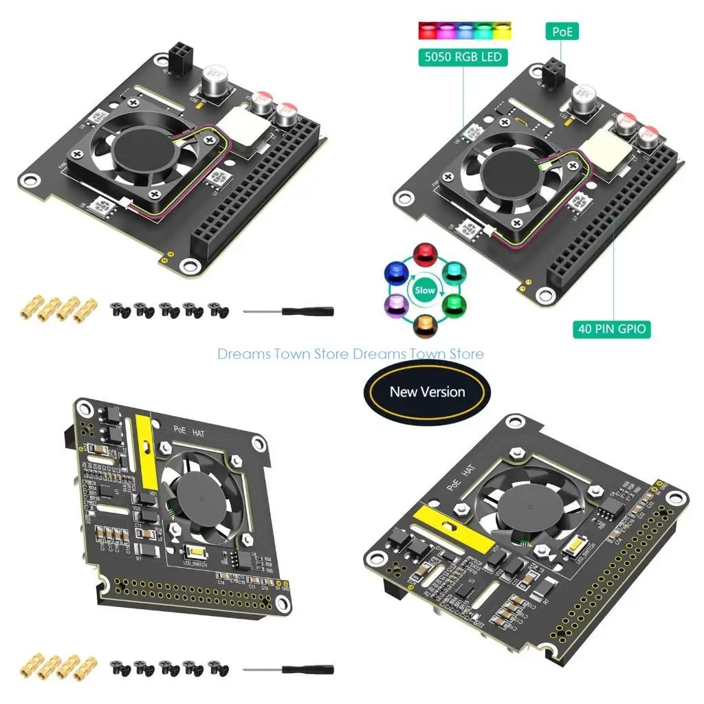 HX6A PoE HAT Expansion Module For RPi 5 POE HAT Adapter Board Optimized