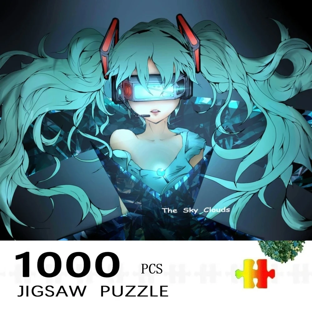 Adult Jigsaw Puzzles Miku Blue Double Ponytail Gir Suitable for Adults & Families -  Challenging Large Pieces, Portable