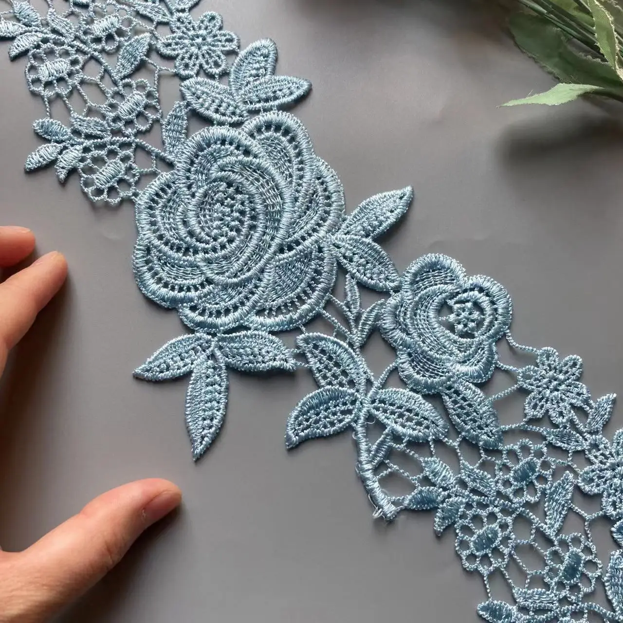 2 yard Blue 12cm Polyester Pearl Flower Embroidered Lace Trim Ribbon Fabric Handmade DIY Wedding Dress Sewing Supplies Craft Hot