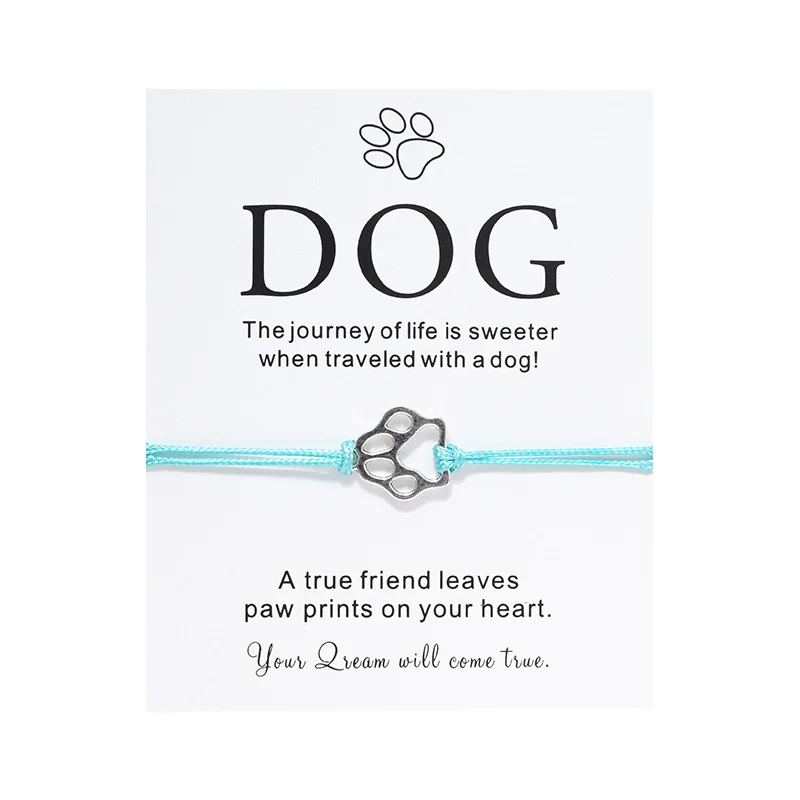 Hot Selling Dog Blessing Card Bracelet Creative Alloy Dog Claw Adjustable Women Men Gift Bangle