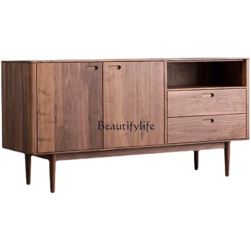 

North American black walnut dining side cabinet Japanese modern simple solid wood locker