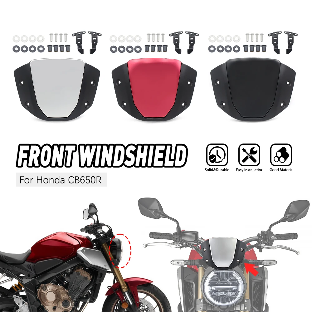 

Front Wind Deflector Protector Visor Screen With Bracket For Honda CB650R CB 650R 2019-2024 Motorcycle Accessories Windscreen