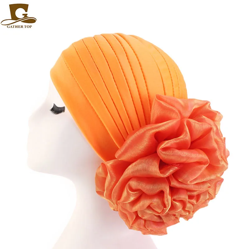 New fashion Women Luxury Flower Muslim Turban Wedding Party Cap Head Wrap Ladies Head Wear Beanie Hat Femme Hair Accessories