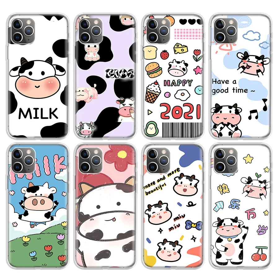 Dairy Cattle Cow Speckle Cute Soft Phone Case For IPhone 11 13 16 Pro MAX 15 + 14 Plus 12 Mini X XS Apple 8 7 SE Fundas Coque 11