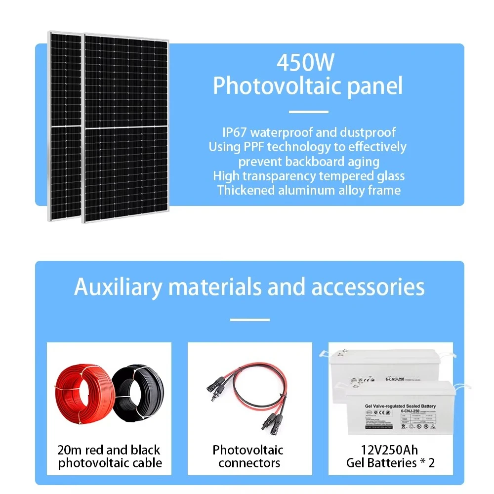 2KW Hybrid Inverter Solar Battery Pack for a Complete Solar System for Home Off-Grid Solar Systems