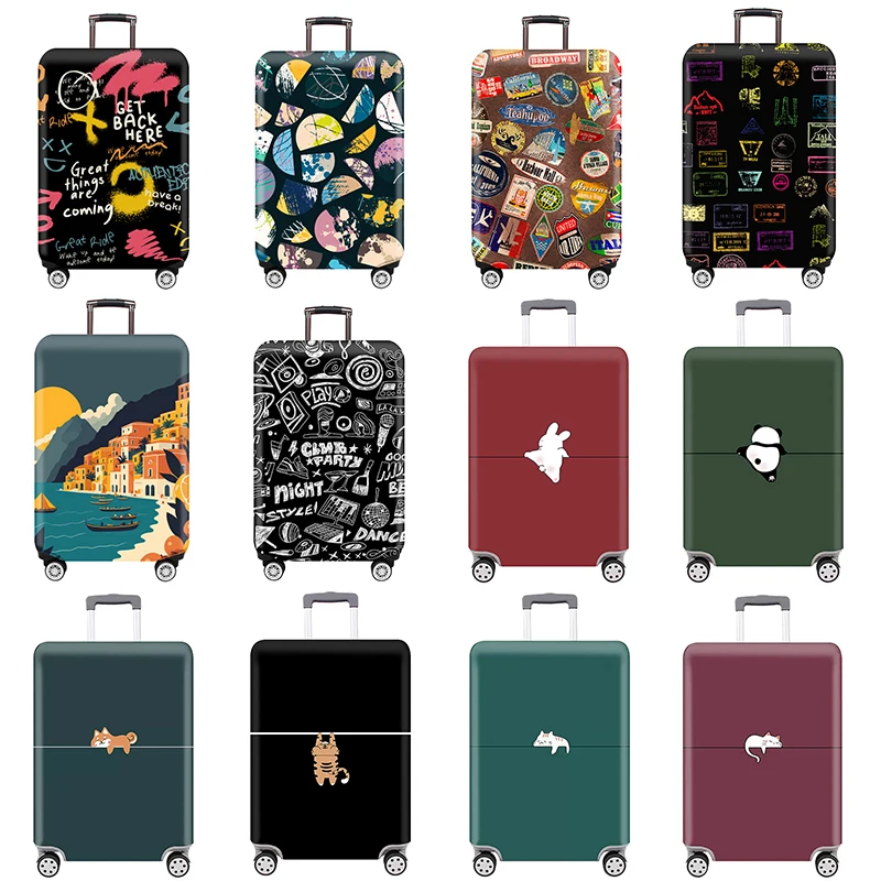 Funda protectora de equipaje de dibujos animados, cubierta elástica gruesa con cremallera para maleta de 18 a 32 pulgadas, accesorios de viaje