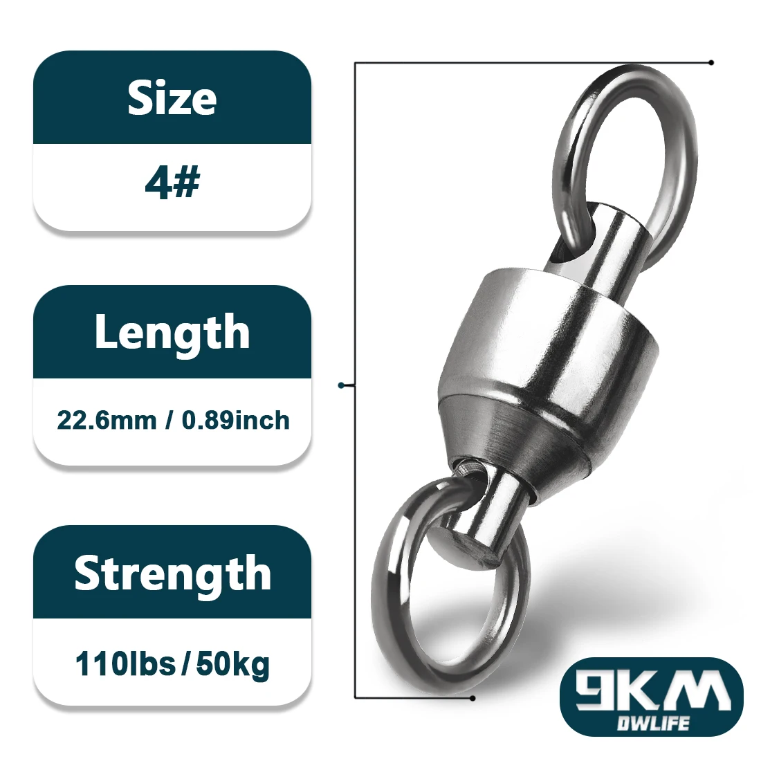 20 ~ 100 Stück Kugellagerwirbel Angelwirbel Massive Schweißringe Edelstahl Heavy Duty Connector Süßwasser Salzwasser