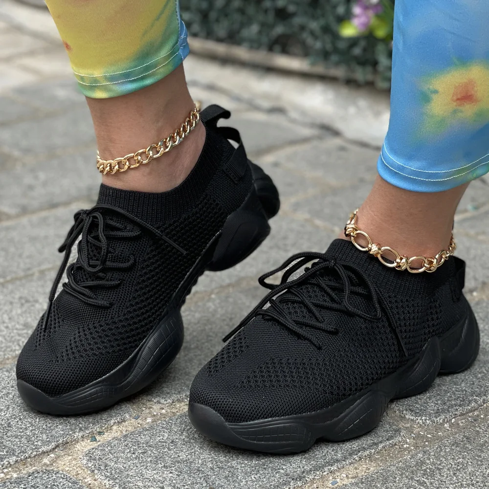 Buty damskie Chunky Sneakers oddychające wygodne modne buty sportowe siatka zielona czarna kobieta obuwie płaskie rozmiar 43