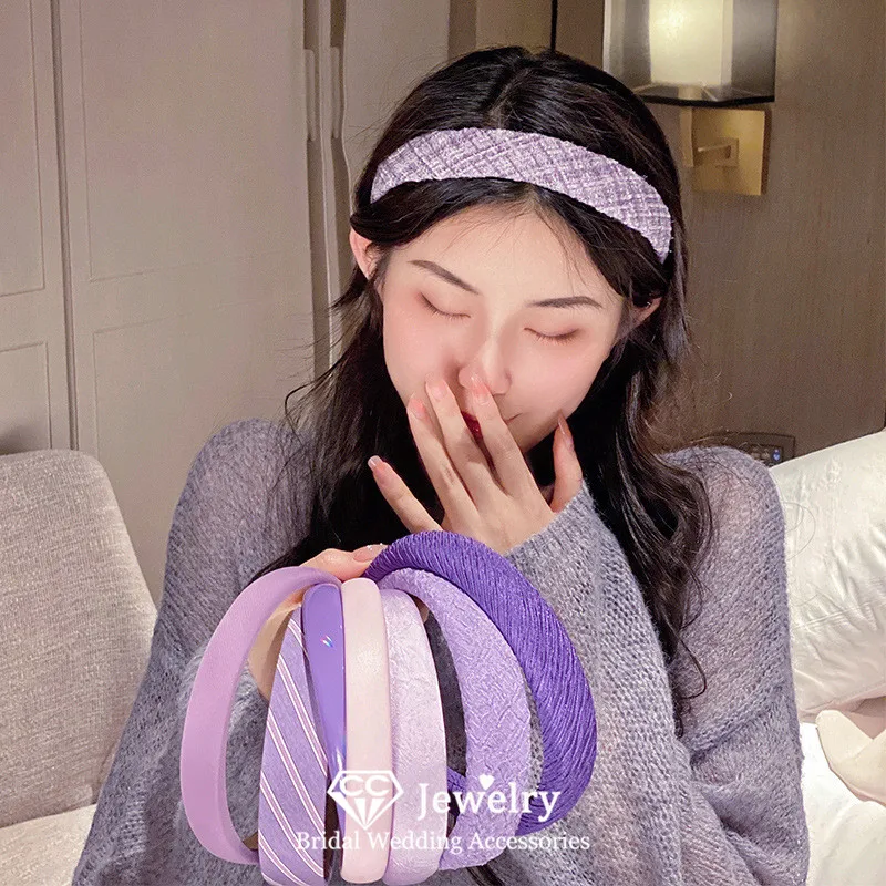 CC фиолетовые повязки для волос, женские аксессуары для волос, одежда для волос для отпуска, модный головной убор, простой дизайн, головной убор, повязка на голову для девочек F723