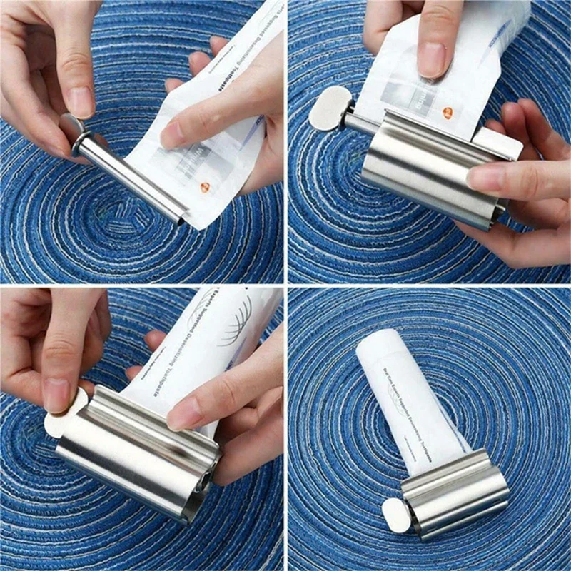 Bathroom Accessories Toothpaste Squeezer Tube Roller Stainless Steel Wringer Roller Rotate Dispenser for Ointments Cosmetics