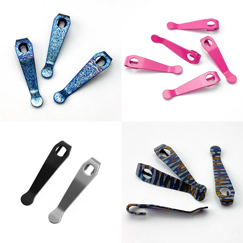 Custom Made 5 Colors Knife Titanium Pocket Clip Back Clamp For Spyderco Para3 Lightweight Knives DIY Making Accessories Parts