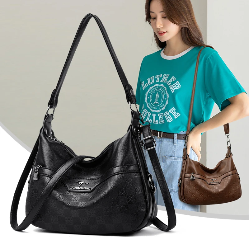 

New Fashion PU Leather Handbag for Women Large Capacity Elegant Shoulder Tote Bag, Pure Color Commuter Messenger Crossbody Bag