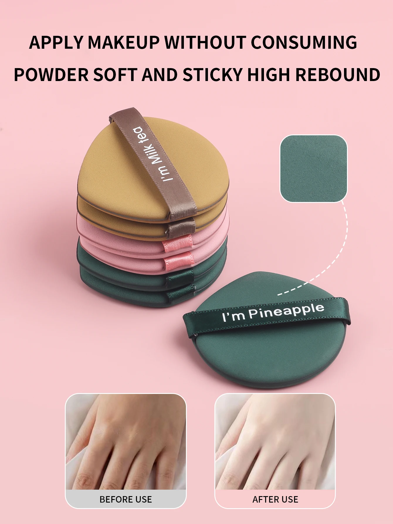 Conjunto de sopros cosméticos em caixa, 7 peças, gota de água, redondo, dupla face, feminino, macio, esponja de maquiagem facial, beleza, maquiagem, ferramenta de pó lavável